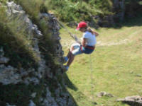 Abseiling off a rock makes good practice