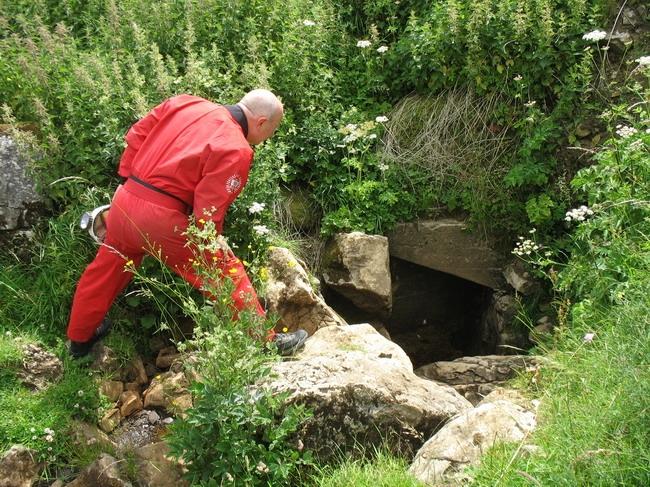 Looking down the entrance