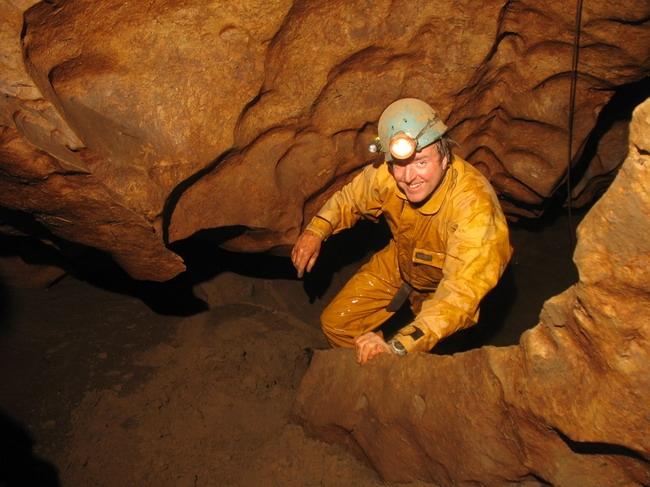 Tony climbing out of the sump