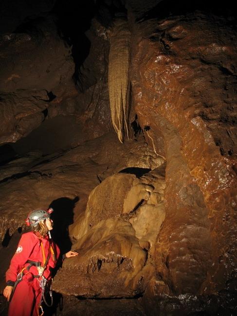 Alison admiring a stalactite