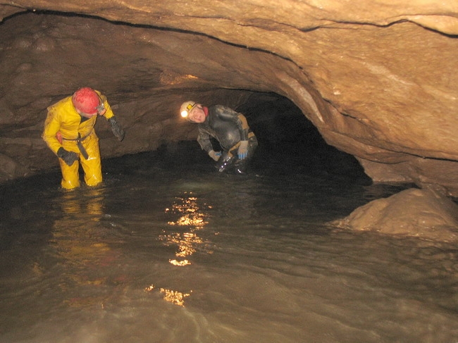 In the downstream sump