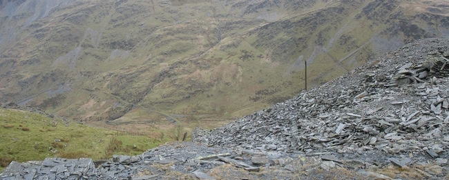 Looking down the Croesor incline with the Rhosydd incline to the right