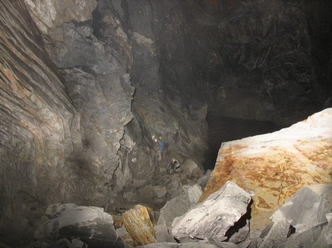 Looking down the third chamber towards the first zip wire