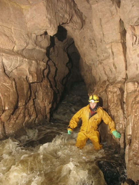 Neil in the main inlet to Bridge Cave