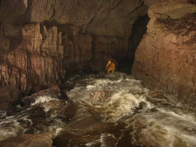 Main river passage in Bridge Cave