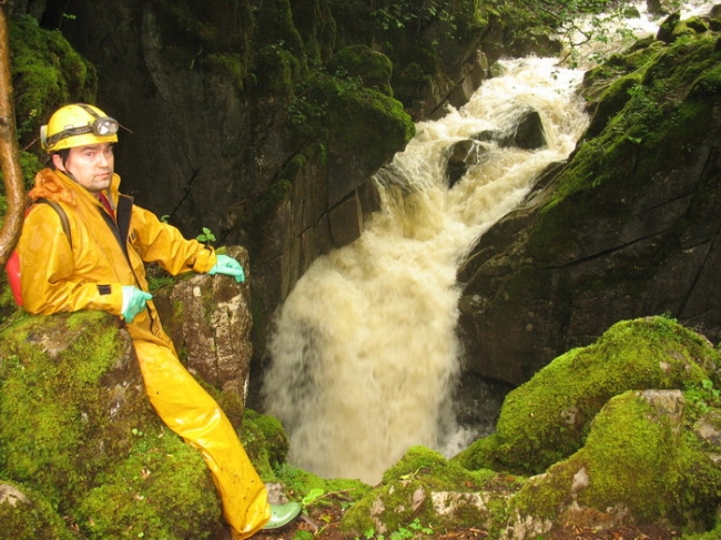 The river in flood at Cwm Pwll y Rhyd