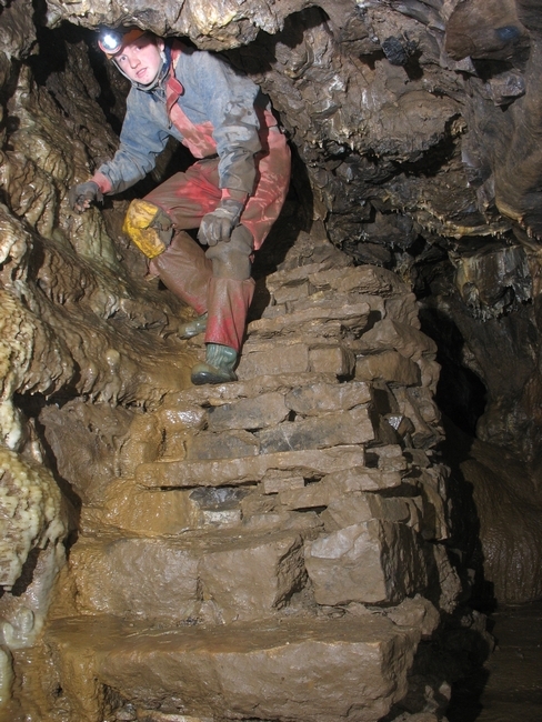 Coming down from the end of a branch of the show cave Coming down from the end of a branch of the show cave