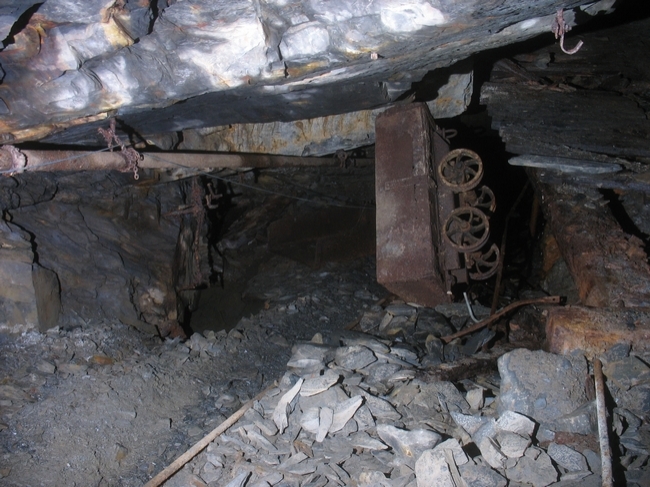 Waste wagon that was probably rolled down the incline when the working stopped