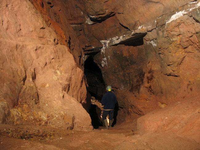 Starting down the steps from the foot of the ramp, heading for the main chamber