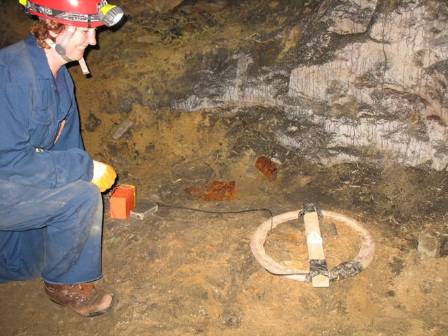 The underground transmitter for radio location. The point is found on the surface when the signal is lost - the null point.