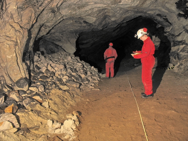 Adding detail such as passage height and width. The tape represents the line surveyed by theodolite