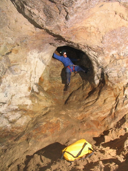 Climbing down above H Planks
