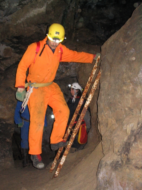 First ladder down at the end of the Roman Gallery