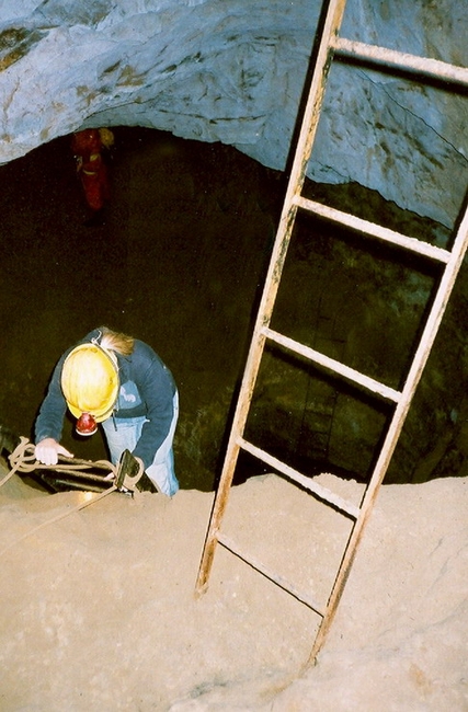 Descending ladders (second ladder on right, third below)