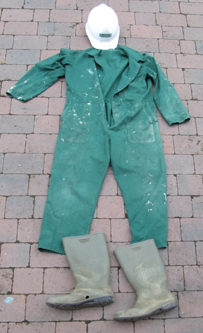Basic kit to start with: a hard hat, overalls and boots