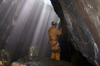 Rigging in Alum Pot, Yorkshire
