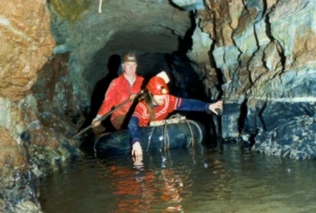 Bernard and Harry's son Richard in the Hough Level boat Bernard and Harry's son Richard in the Hough Level boat