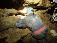 Looking at the source of the draught in the new passage :: Date 2024:08:12 14:35:06 :: Taken by Nigel Dibben :: Camera TG-4            