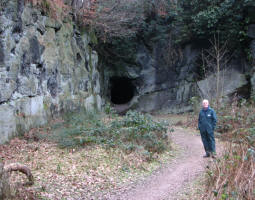 Phill outside the mine tunnel in Church Quarry