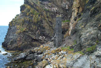 The South Bradda mine at the foot of the cliff